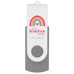 Bright Coloured Rainbow Best Teacher Ever USB Flash Drive
