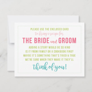 Bright Coloured Recipe Card Shower Insert