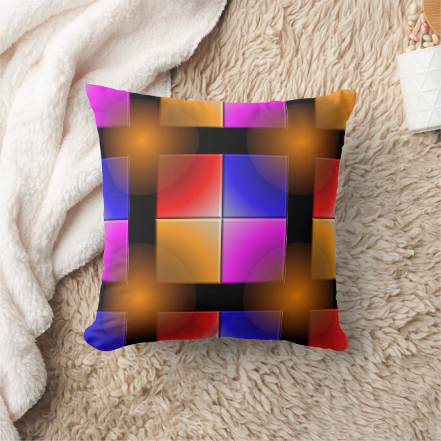 Bright Coloured Squares Cushion (Blanket)