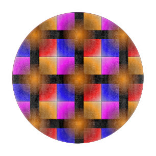 Bright coloured squares on black background cutting board