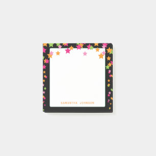 Bright Coloured Star Confetti, Personalised Post-it Notes
