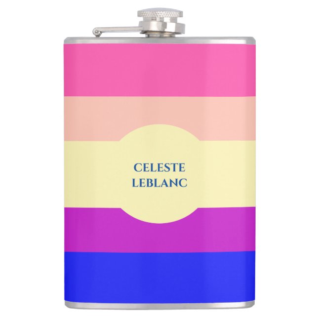 Bright Coloured Stripes-Summer- Hip Flask (Front)