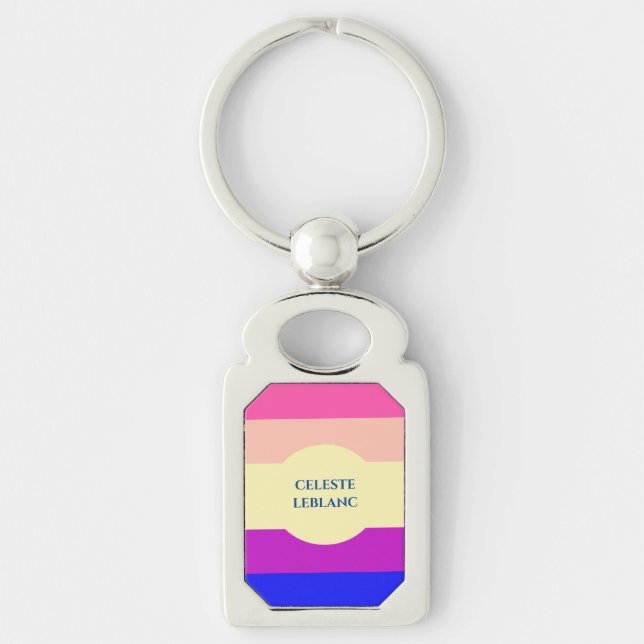 Bright Coloured Stripes-Summer- Key Ring (Front)