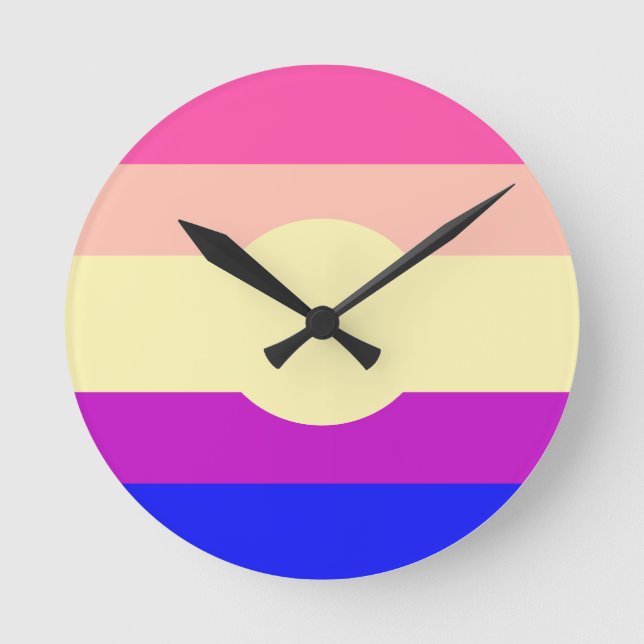 Bright Coloured Stripes-Summer- Round Clock (Front)