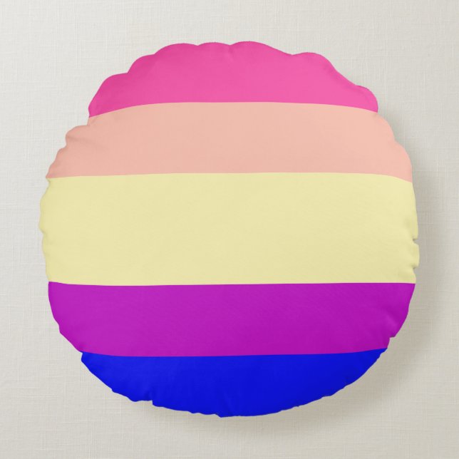 Bright Coloured Stripes-Summer- Round Cushion (Front)