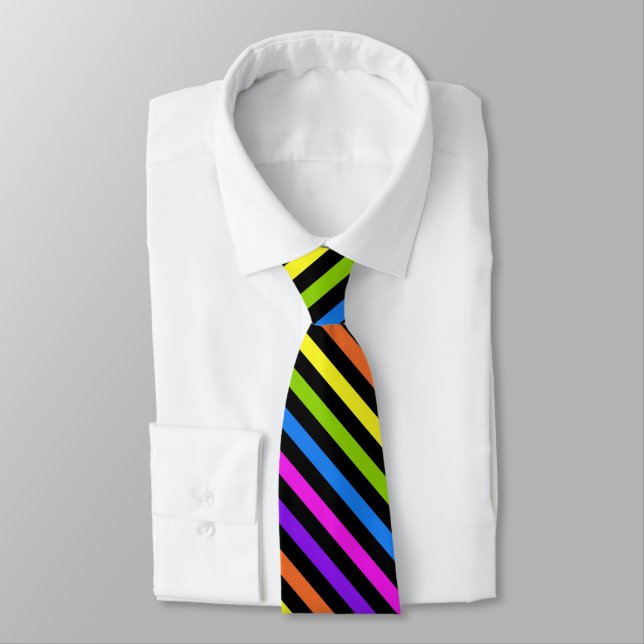 Bright Coloured Stripes with Black Tie (Tied)