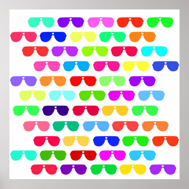 Bright Coloured Summer Sunglasses Poster (Front)