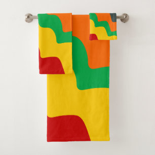 Bright coloured wavy ocean waves gradient bath towel set