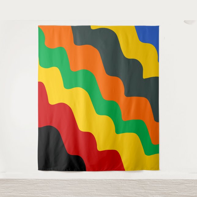 Bright coloured wavy ocean waves gradient  tapestry (Front)