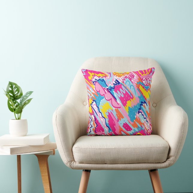 Bright Colourful Abstract Art Cushion (Chair)
