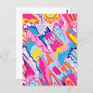 Bright Colourful Abstract Art Postcard