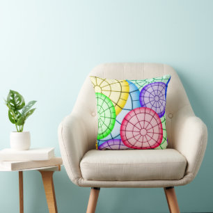 Bright Colourful Abstract Circles Pattern Cushion