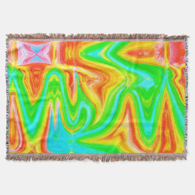 Bright Colourful Abstract Pattern Throw Blanket (Front)