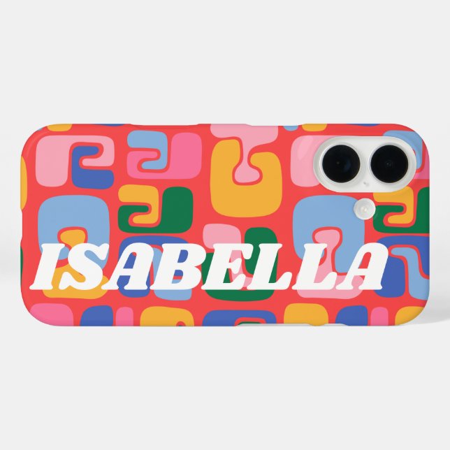 Bright Colourful Abstract Shapes Personalised Name Case-Mate iPhone Case (Back (Horizontal))