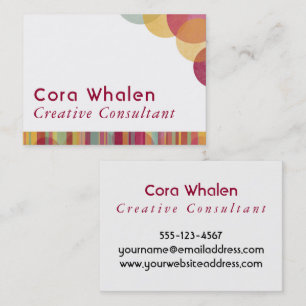 Bright & Colourful Abstract w/ Stripes & Circles Business Card