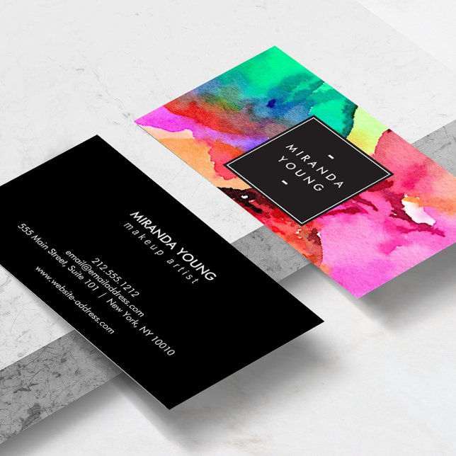 Bright Colourful Abstract Watercolor Art Business Card (Creator Uploaded)