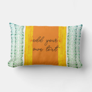 bright colourful add your text orange and green lumbar cushion