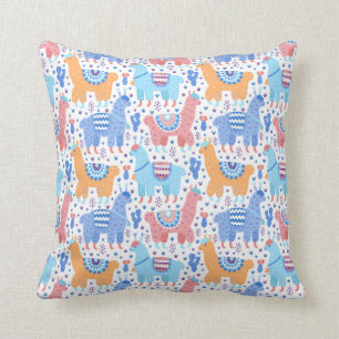 Bright Colourful Alpaca Pattern Cushion