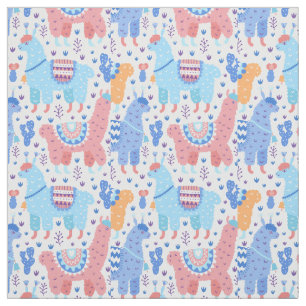 Bright Colourful Alpaca Pattern Fabric