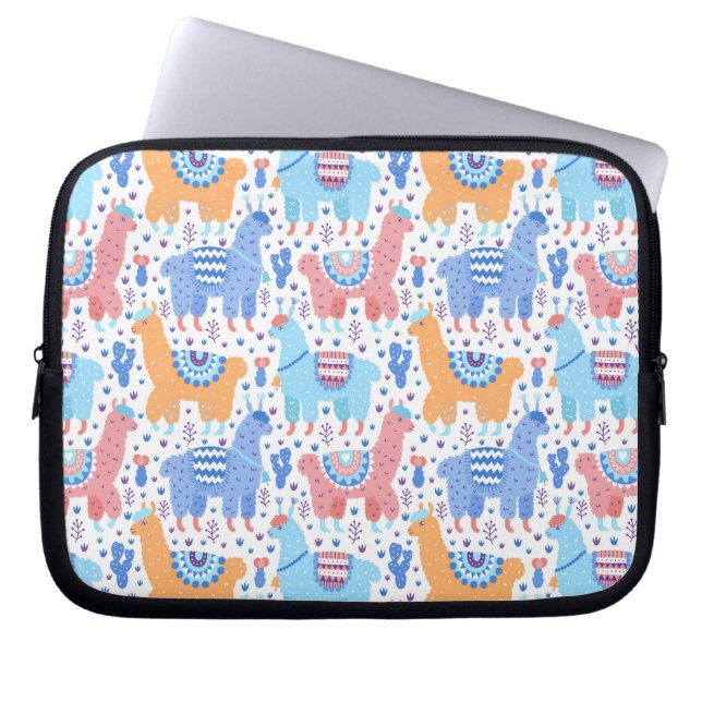 Bright Colourful Alpaca Pattern Laptop Sleeve (Front)