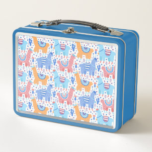 Bright Colourful Alpaca Pattern Metal Lunch Box