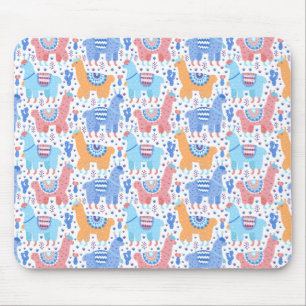Bright Colourful Alpaca Pattern Mouse Mat
