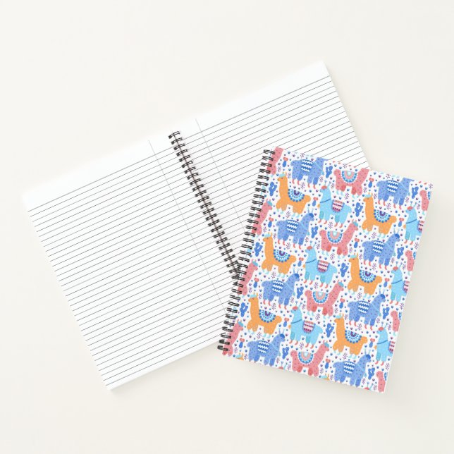 Bright Colourful Alpaca Pattern Notebook (Inside)