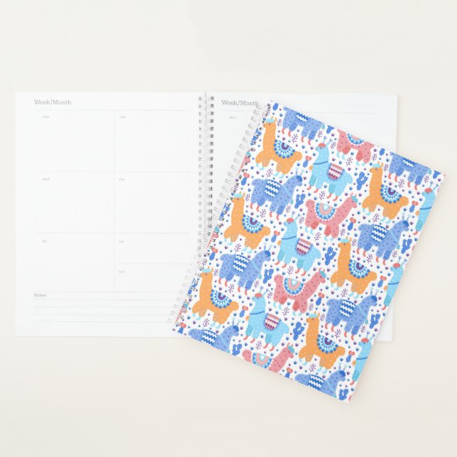 Bright Colourful Alpaca Pattern Planner (Display)