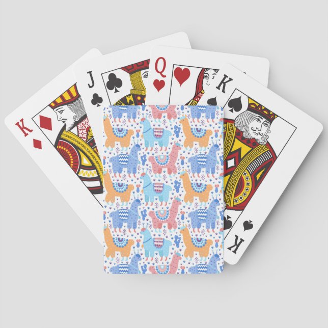 Bright Colourful Alpaca Pattern Playing Cards (Back)