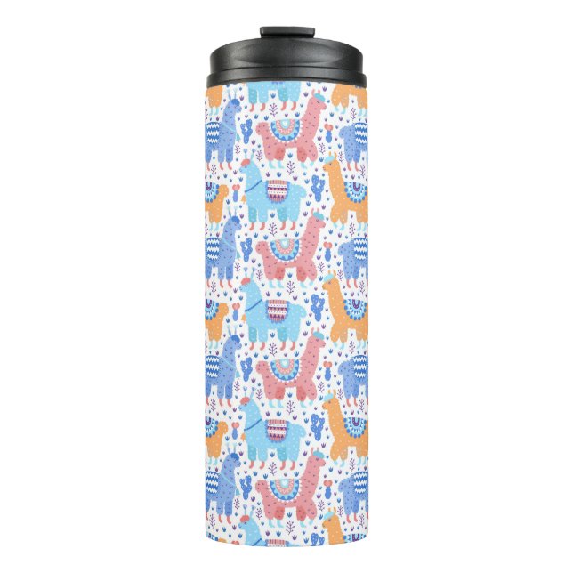 Bright Colourful Alpaca Pattern Thermal Tumbler (Front)