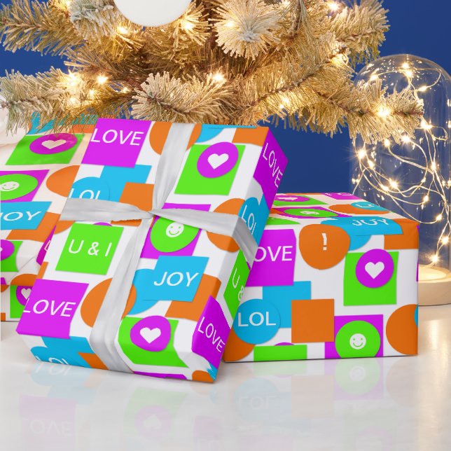 Bright, Colourful and Customised Geometric Birthda Wrapping Paper (Holidays)