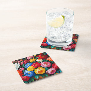Bright, colourful and vivid square paper coaster