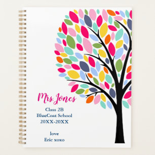 Bright colourful apple Teacher tree thank you Planner