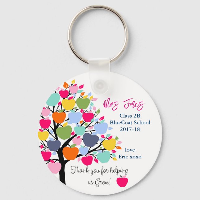 Bright Colourful Apple Tree Keychain, Helping Us  Key Ring (Front)