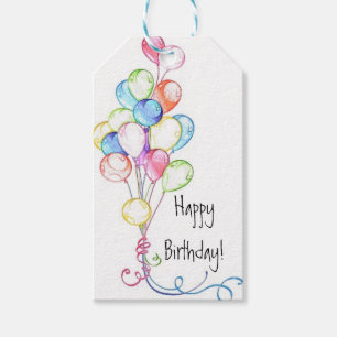 Bright Colourful Baloons Happy Birthday Gift Tag