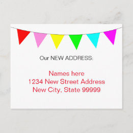 Bright Colourful Banner Flags New Address Announcement Postcard
