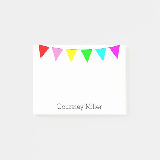 Bright Colourful Banner Flags With Your Name Post It Notes