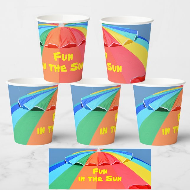 Bright Colourful Beach Umbrella Summer Fun Party Paper Cups (Creator Uploaded)