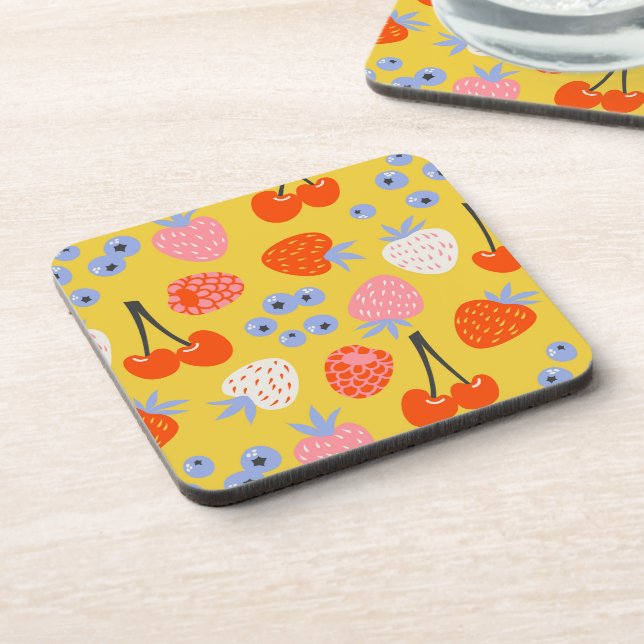 Bright Colourful Berry Fruit Pattern Coaster (Left Side)