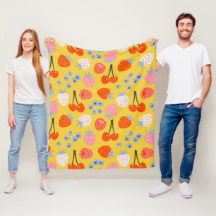 Bright Colourful Berry Fruit Pattern Fleece Blanket