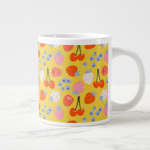 Bright Colourful Berry Fruit Pattern Large Coffee Mug