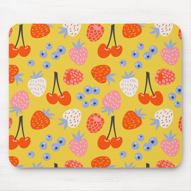 Bright Colourful Berry Fruit Pattern Mouse Mat (Front)