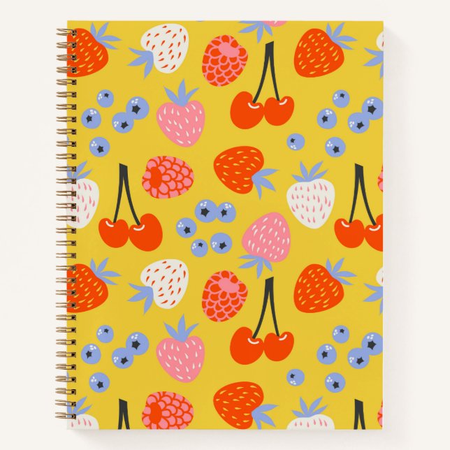 Bright Colourful Berry Fruit Pattern Notebook (Front)