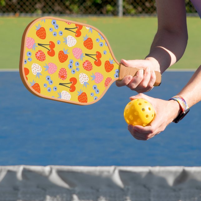 Bright Colourful Berry Fruit Pattern Pickleball Paddle (Insitu)