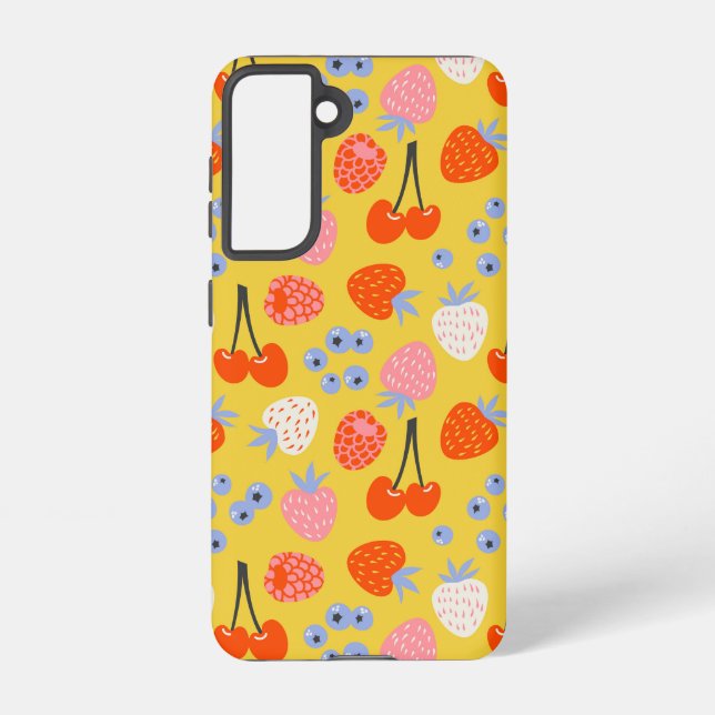 Bright Colourful Berry Fruit Pattern Samsung Galaxy S21 Case (Back)