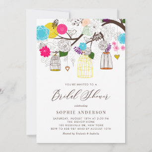 Bright Colourful Birdcages Bridal Shower Invitatio Invitation