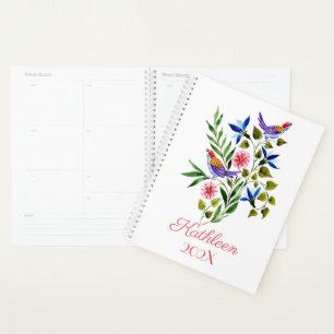 Bright Colourful Birds and Flowers Watercolor Planner