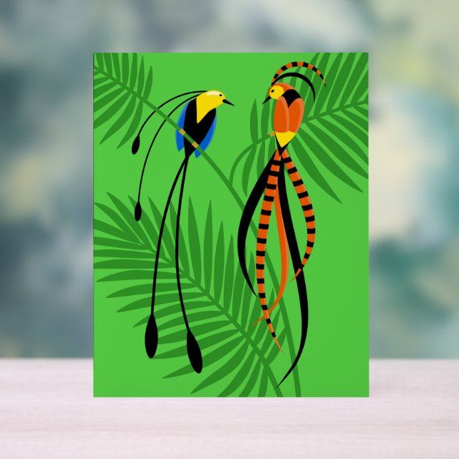 Bright Colourful Birds of Paradise Acrylic Sign (Neutral)
