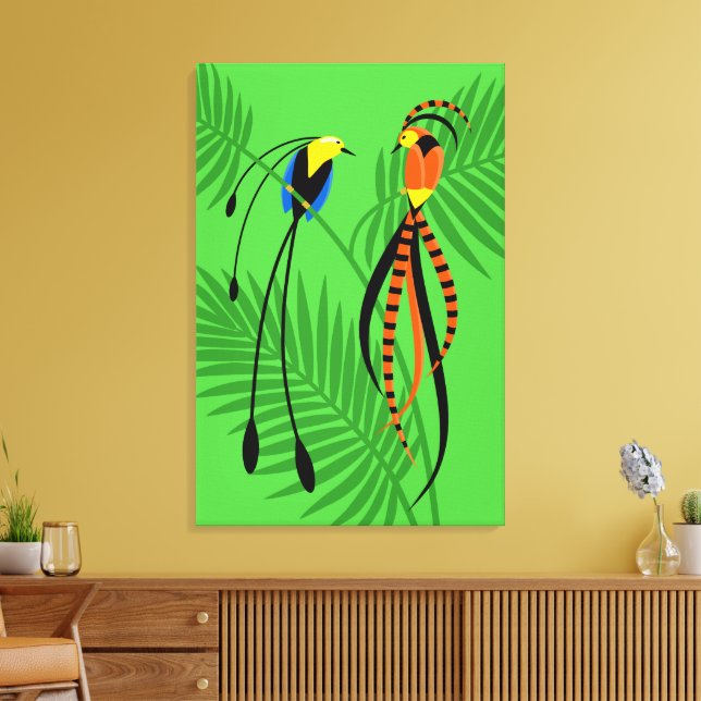 Bright Colourful Birds of Paradise Canvas Print (Insitu(LivingRoom))