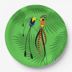 Bright Colourful Birds of Paradise Paper Plate
